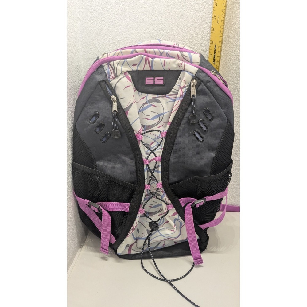 Eastsport ES Backpack Gray Pink White Daypack School Hiking Travel Bag